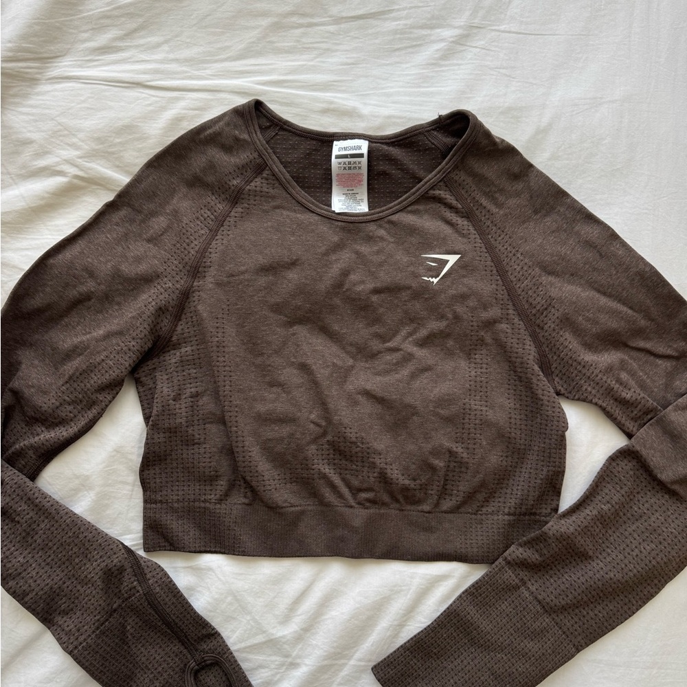 Gymshark Vital Crop Top Brown Marl